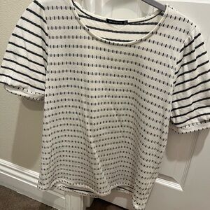 Staccato Black and White Striped Short Sleeve Top